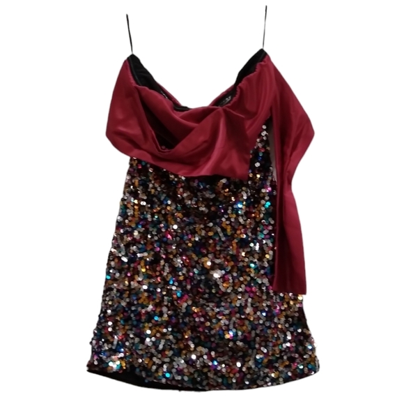 A. Calin Flying Tomato Women's Black And Pink Sequins Swiftie Dress Size L - Picture 1 of 10